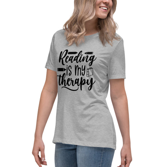 "Reading is my Therapy" Women's Relaxed T-Shirt